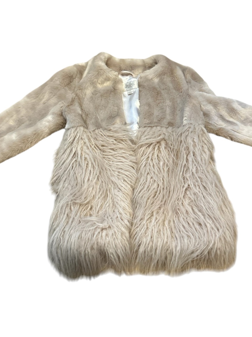 Fabulous Furs Cream Faux Fur Girls' Coat with Mixed Pile